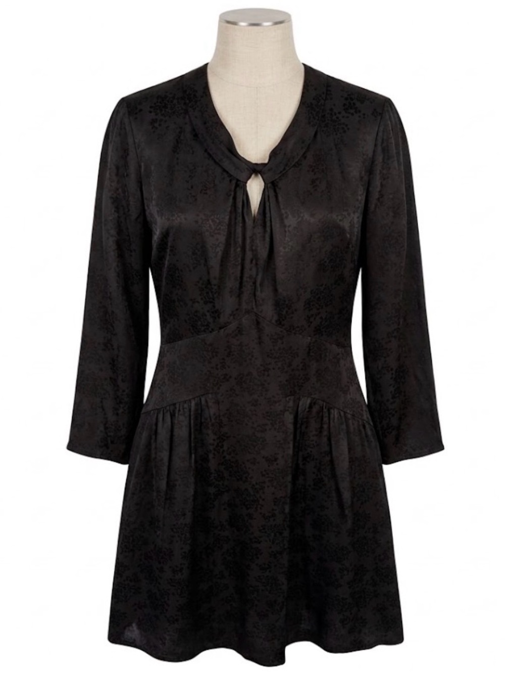 NWT Rebecca Taylor Black 100% Silk Floral Jacquard Dress Size 2